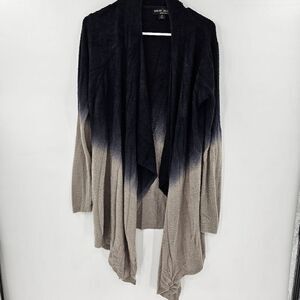 Barefoot dreams bamboo chic lite cardigan sweater blue tan ombre small medium